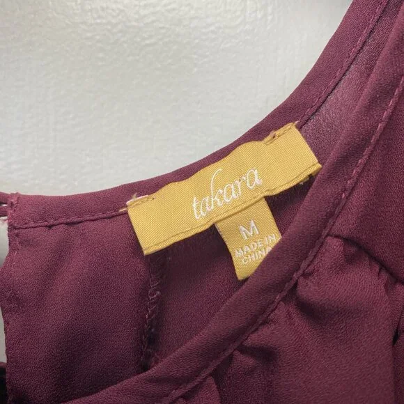 Takara Burgundy over the shoulder blouse - Picture 3 of 12